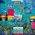 Mosaic Waterline A Mumbai Story' contemporary mixed-media painting by artist Saurab Bhardwaj, 22x22 inch, on canvas