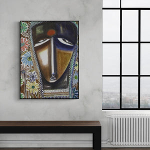 In-situ view of Arun K Mishra's 'Mother' painting in a room