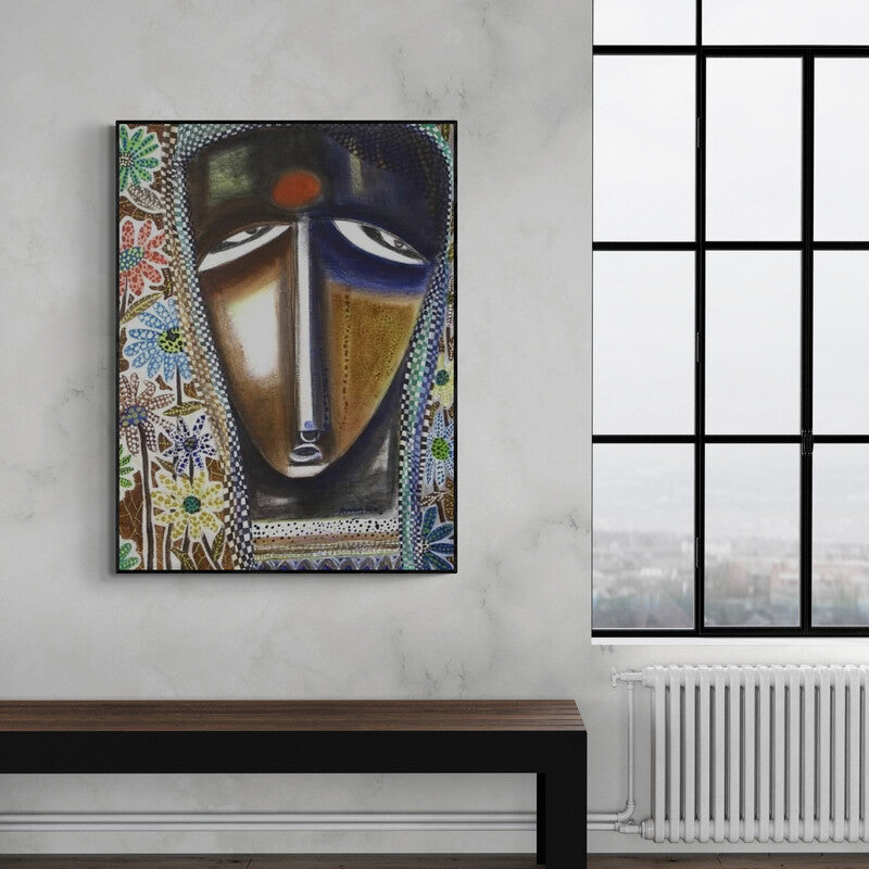 In-situ view of Arun K Mishra's 'Mother' painting in a room