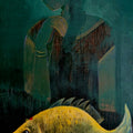 Mother And Child 1' figurative acrylic painting by artist Anuj Jagtap, 36x18 inch, on canvas