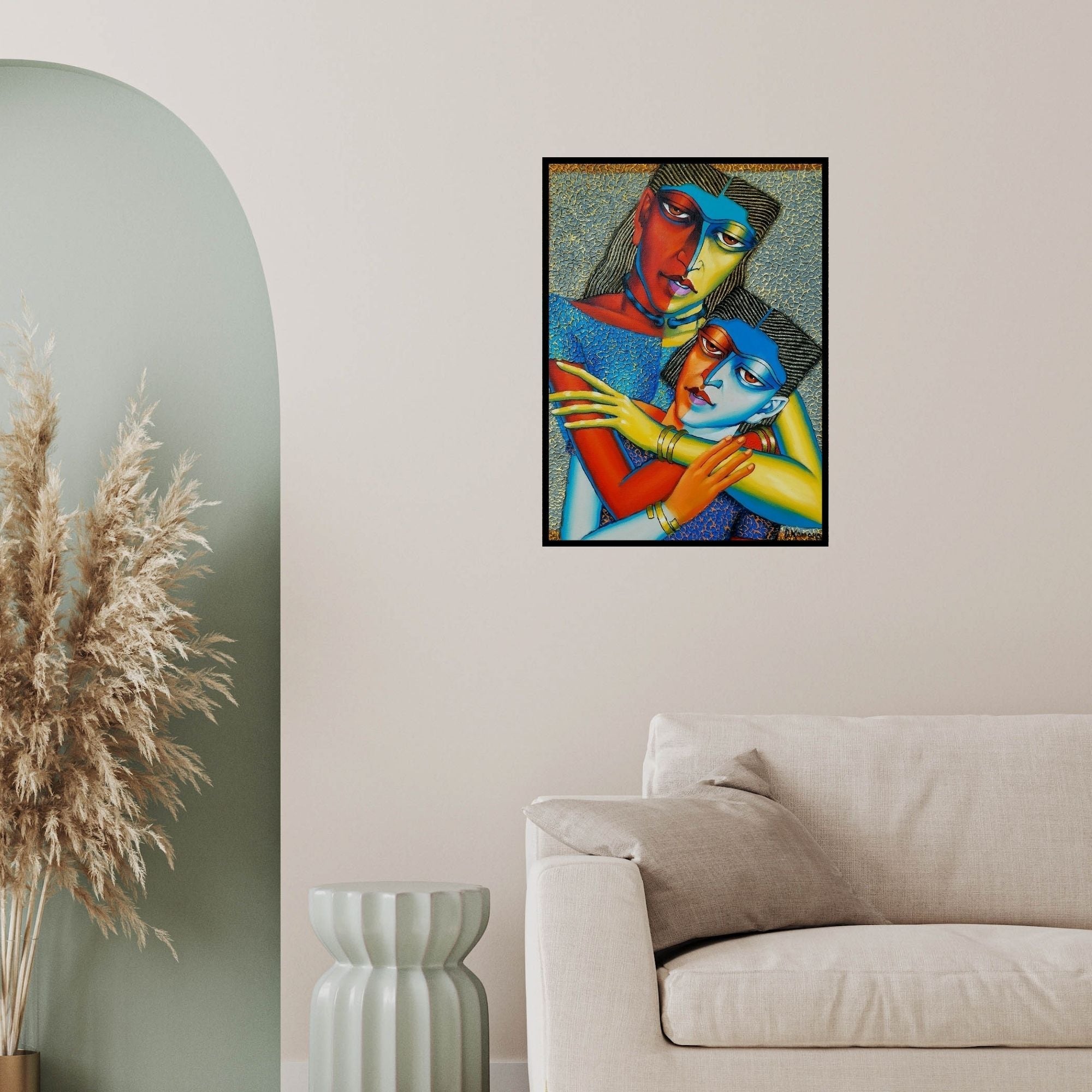 In-situ view of Dayanand Kamakar's 'Mother And Child 2' painting in a room