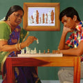 Figurative acrylic painting titled 'Mother And Child Chess', 26x36 inches, by artist Sakthivel Ramalingam on Canvas