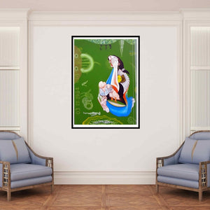 In-situ view of Mahesh Pal Gobra's 'Mother & Child Ii (Echoes of the Unborn)' painting in a room