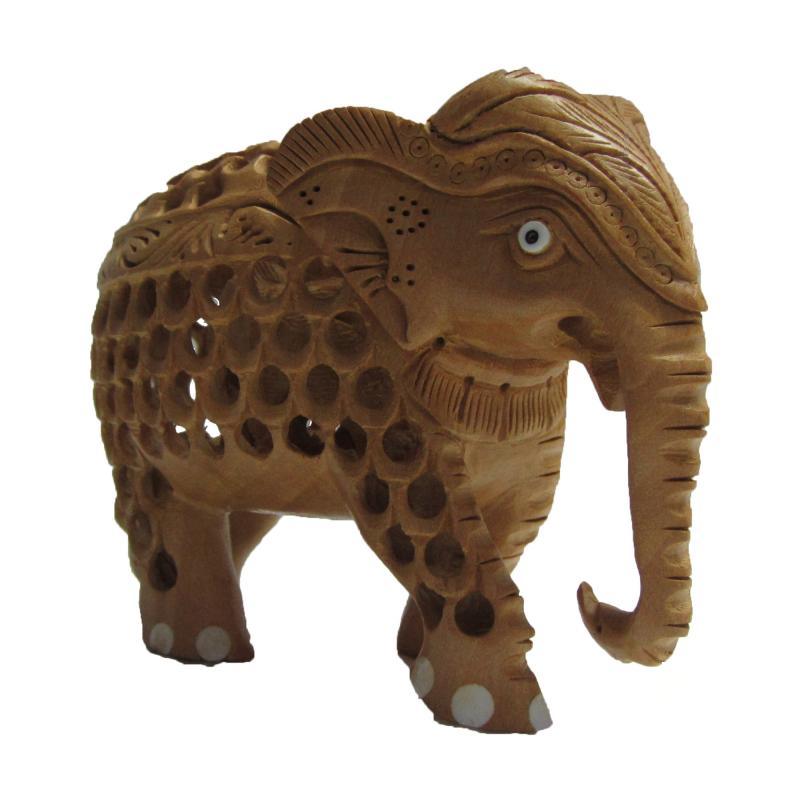 Animals craft titled 'Mother Elephant', 3x4x3 inches, by artist Ecraft India on wood