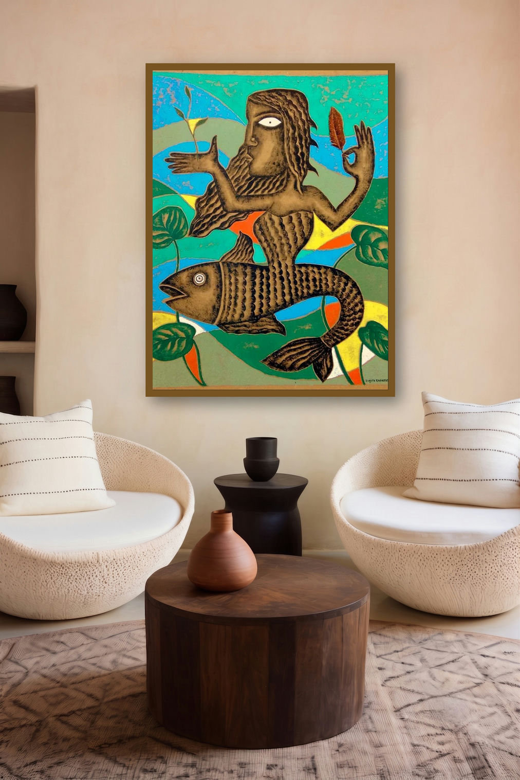 Mother Fish (The Enchanted Mermaid) by artist Ranjith Raghupathy displayed in a Minimalist gallery