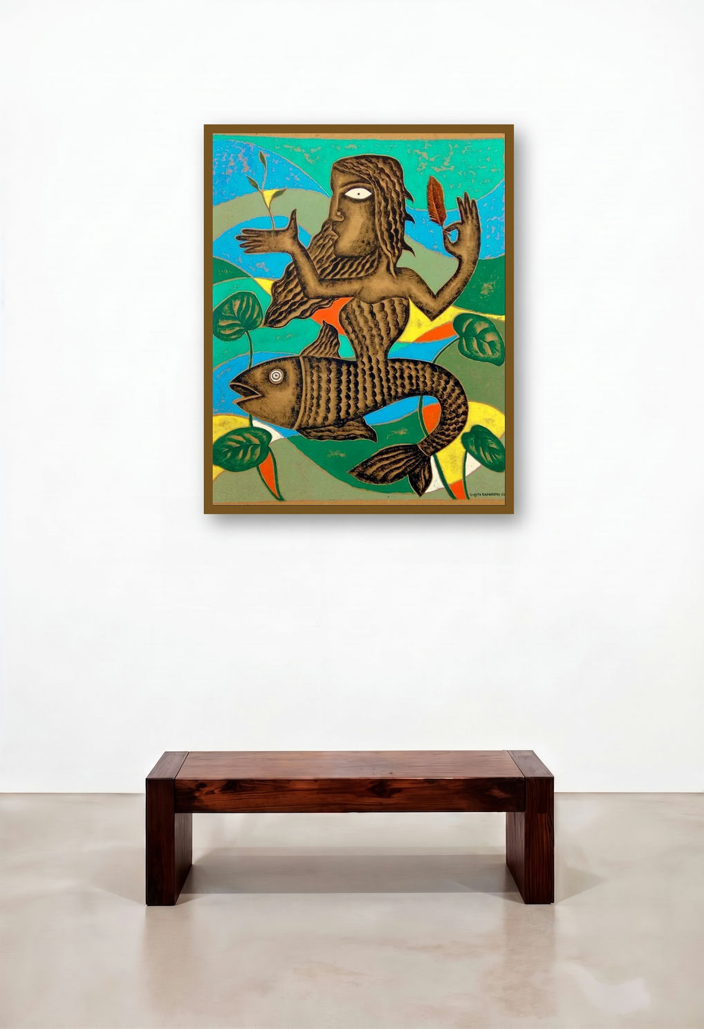 Mother Fish (The Enchanted Mermaid) by artist Ranjith Raghupathy displayed in a Luxury Dining Room