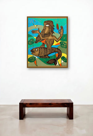 Mother Fish (The Enchanted Mermaid) by artist Ranjith Raghupathy displayed in a Luxury Dining Room