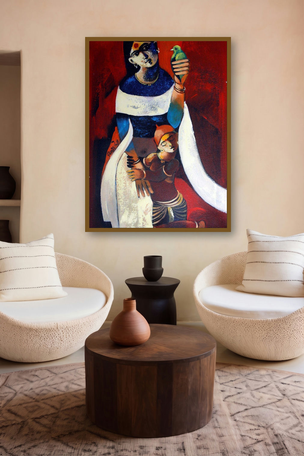 Motherly Love (Maternal Affection) by artist Raosaheb Gurav displayed in a Designer gallery