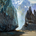 Mountain Gate' landscape acrylic painting by artist Dilip Mali, 59x42 inch, on canvas