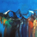 Abstract acrylic painting titled 'Mountain Range 6', 36x60 inches, by artist Dnyaneshwar Dhavale on Canvas