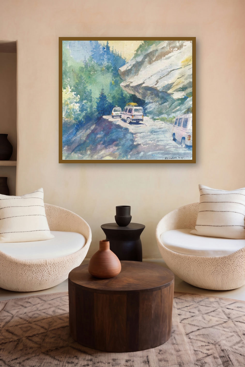 Mountain Road (High-Altitude Highway) by artist Sankara Babu displayed in a Modern gallery