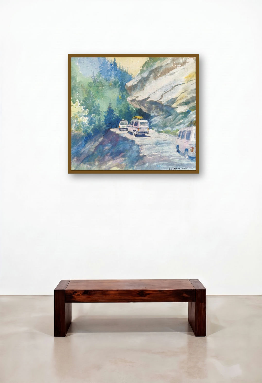 Mountain Road (High-Altitude Highway) by artist Sankara Babu displayed in a Industrial Bedroom
