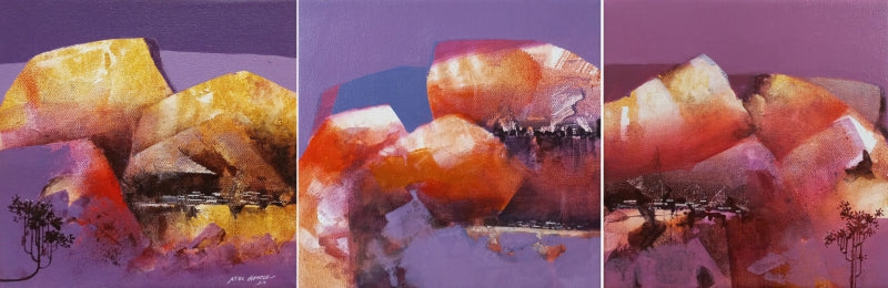 Mountain Series 41' landscape acrylic painting by artist Atul Gendle, 10x30 inch, on canvas