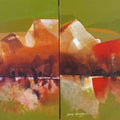 Mountain Series 42' landscape acrylic painting by artist Atul Gendle, 12x24 inch, on canvas
