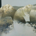 Mountain Series 46' landscape acrylic painting by artist Atul Gendle, 36x72 inch, on canvas
