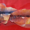Mountain Stories 1' landscape acrylic painting by artist Atul Gendle, 15x22 inch, on paper