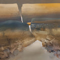 Mountain Stories 3' landscape mixed-media painting by artist Atul Gendle, 15x22 inch, on paper