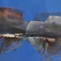 Mountain Stories 5' landscape mixed-media painting by artist Atul Gendle, 15x22 inch, on paper