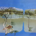 Mountain Stories 6' landscape mixed-media painting by artist Atul Gendle, 15x22 inch, on paper