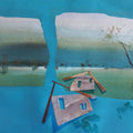 Mountain Stories 7' landscape mixed-media painting by artist Atul Gendle, 15x22 inch, on paper