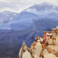 'Mountains Textures That Shape' landscape watercolor painting by artist Prashant Prabhu, 14x20 inch, on paper