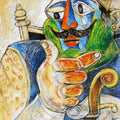 Figurative serigraphs painting titled 'Mourning Ravana', 23x18 inch, by artist Paritosh Sen on Paper