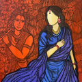 Mrinmayee Divine Soulmate' religious acrylic painting by artist Mrinal Dutt, 38x32 inch, on canvas