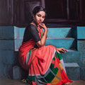 Mruganayni' figurative oil painting by artist Mahesh Soundatte, 42x33 inch, on linen