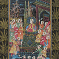 Figurative mughal traditional art titled 'Mughal Court', 12x9 inches, by artist E Craft on Silk