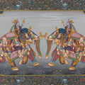 Figurative mughal traditional art titled 'Mughal Elephants 1', 17x11 inches, by artist E Craft on Silk