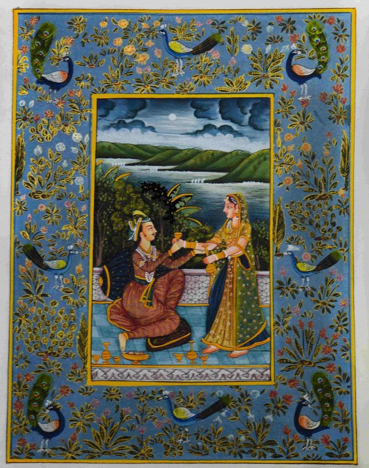 Mughal King With Queen Traditional Art by Unknown | ArtZolo.com