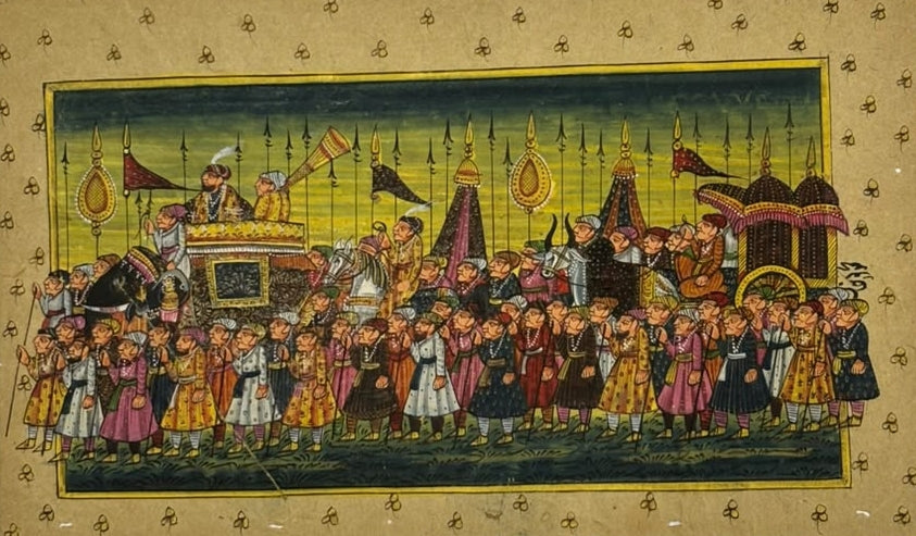 Mughal Procession 1' figurative miniature Traditional Art by artist Unknown, 5x8 inch, on paper