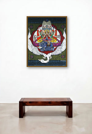 Muladhara Chakra by artist Kunuku Bhushayya displayed in a Mid-Century Modern Hallway