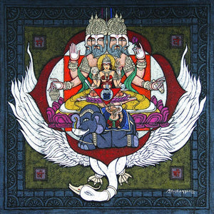 Muladhara Chakra by Kunuku Bhushayya, Original Canvas Religious Painting on Canvas, Medium Square Wall Art