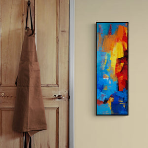 In-situ view of Siddhesh Rane's 'Multi Blue Vertical Abstract' painting in a room