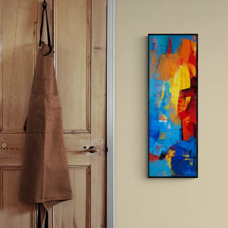 In-situ view of Siddhesh Rane's 'Multi Blue Vertical Abstract' painting in a room