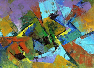 Multi Color Abstract (Urban Tapestry) by Siddhesh Rane, Original Acrylic Abstract Painting on Paper, Small Horizontal Wall Art