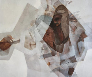 Figurative mixed media painting titled 'Multiple Reality', 30x36 inches, by artist Pratik Risbud on Canvas