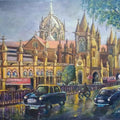 Cityscape oil painting titled 'Mumbai CSMT From Times Of India Building', 18x24 inches, by artist Aman A on Canvas
