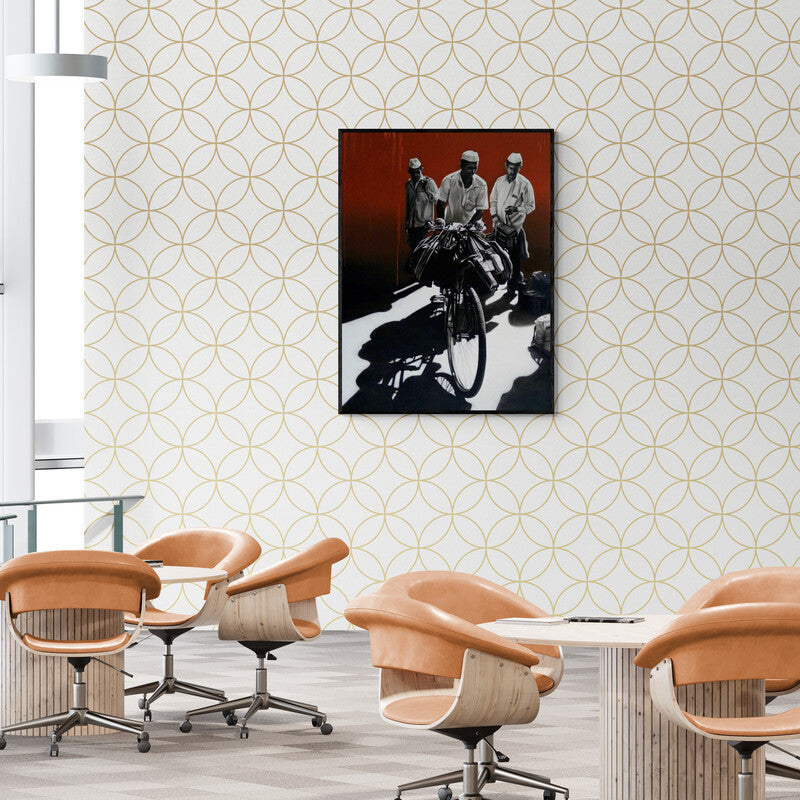 Preview of 'Mumbai Dabba Wala' Painting by Abid Shaikh shown on a wall in a furnished room.