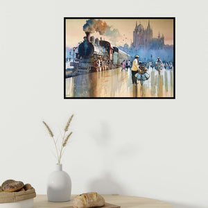 In-situ view of Bijay Biswaal's 'Mumbai Dabbawala 1' painting in a room