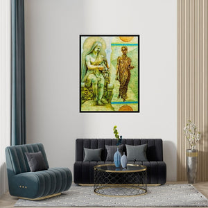 Preview of 'Mumbai Hertiage' Painting by Ajay Meshram shown on a wall in a furnished room.