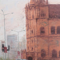 Mumbai In Monsoon Motion' cityscape oil painting by artist Purnendu Mandal, 48x24 inch, on canvas