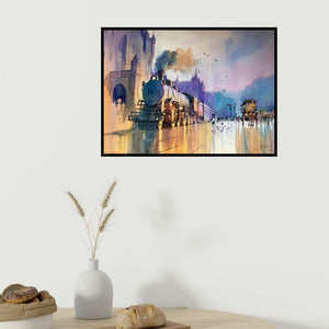 In-situ view of Bijay Biswaal's 'Mumbai Retro' painting in a room