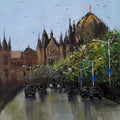 Cityscape acrylic painting titled 'Mumbai Series 5', 13x11 inches, by artist Sandeep Ghule on Canvas