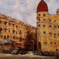 Cityscape acrylic painting titled 'Mumbai Series 6', 13x11 inches, by artist Sandeep Ghule on Canvas