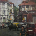 Mumbai Street' cityscape oil painting by artist Prasad Thite, 24x18 inch, on canvas