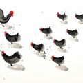Murga Rooster And Chicken 1' animals ink drawing by artist Ashok Hinge, 8x12 inch, on paper