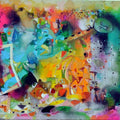 Abstract acrylic painting titled 'Murli', 44x54 inches, by artist Madan Lal on Canvas