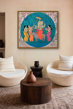 Mushak Sawari (A Divine Procession) by artist Chetan Katigar displayed in a Boutique gallery